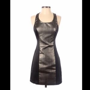 Wendy Wise Gold panel sheath style little black cocktail dress, size small